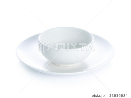 White bowl in white dish on white background White bowl in white dish on white background 38656684
