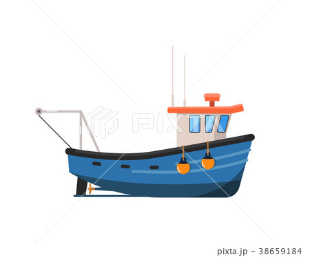 Vintage fishing trawler isolated on white icon 38659184