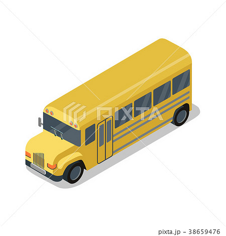 Yellow school bus isolated isometric 3D icon Yellow school bus isolated isometric 3D icon 38659476