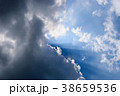 Clouds gathered in the sky under the sun. 38659536
