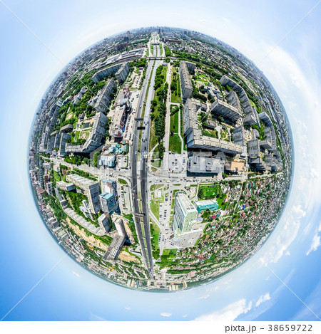 Aerial city view with crossroads and roads, houses Aerial city view with crossroads and roads, houses 38659722