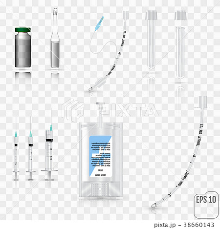 Realistic Intravenous fluid, syringe, test tubes, Realistic Intravenous fluid, syringe, test tubes, 38660143