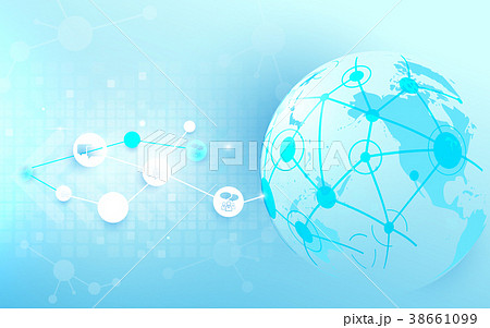 Global Network Connection And World Map Backgroundのイラスト素材