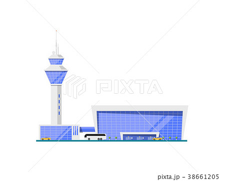 Airport glassy terminal with flight control tower Airport glassy terminal with flight control tower 38661205