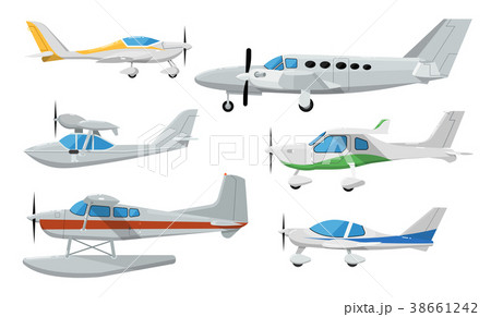Small propeller airplanes isolated set 38661242