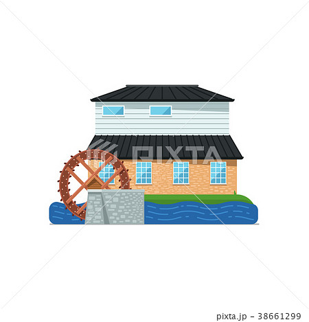 Old water mill building isolated icon Old water mill building isolated icon 38661299