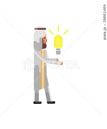 Arabic businessman holding idea light bulb Arabic businessman holding idea light bulb 38661464