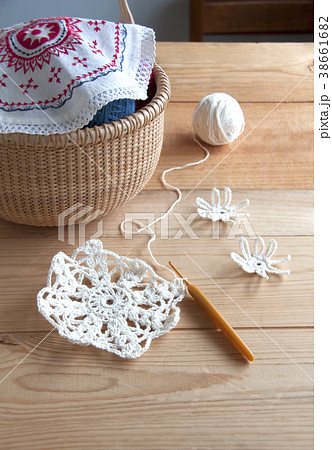 モチーフ編みとカゴアップ 38661682