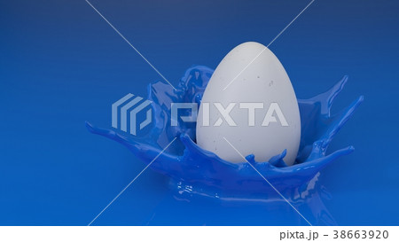 easter concepth with egg falling to paint pool. 3d easter concepth with egg falling to paint pool. 3d 38663920