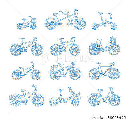 Big flat graphic design set of different bicycles. 38663996