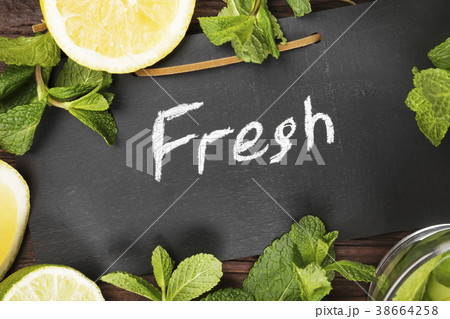 Detox drink with cucumber, lemon and mint 38664258