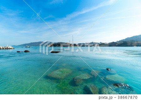 瀬戸内海 牛窓リゾート地の海の風景の写真素材