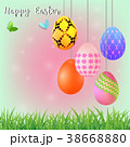 Happy Easter background with colorful eggs 38668880