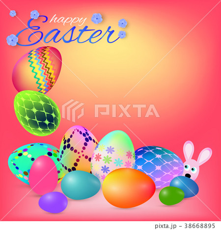 Happy Easter background with colorful eggs Happy Easter background with colorful eggs 38668895