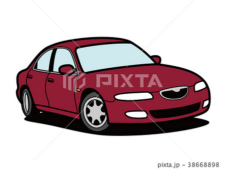 国産スポーティセダン　赤系　自動車イラスト 38668898