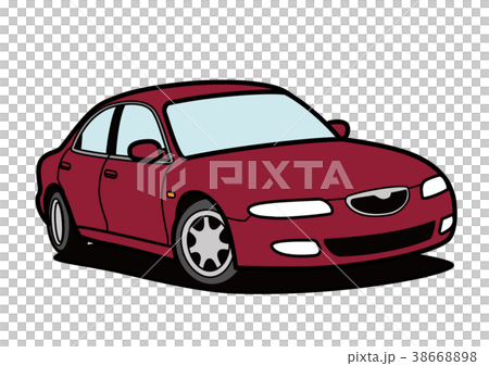 国産スポーティセダン　赤系　自動車イラスト 38668898