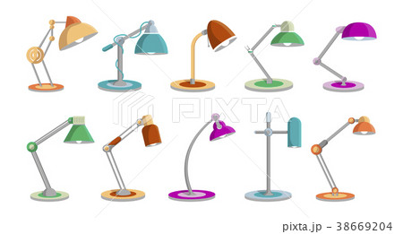 Desk light lamps set in flat style 38669204