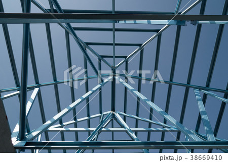 Structure of steel roof frame. 38669410
