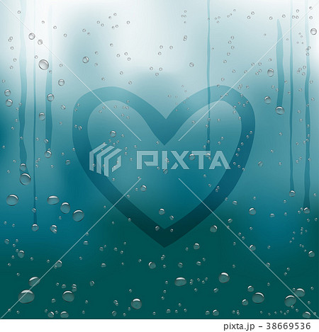 heart painted on rainy window 38669536