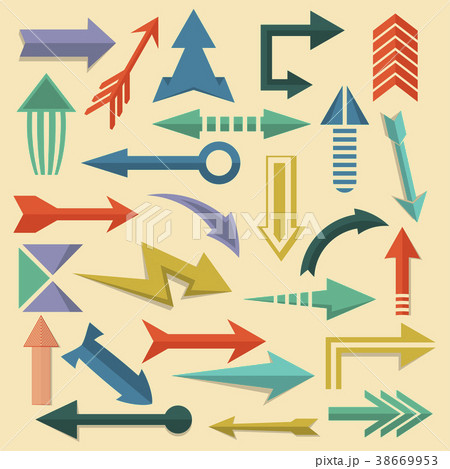 Retro arrow symbols set in flat style 38669953