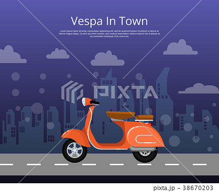 Vespa in town poster in flat style Vespa in town poster in flat style 38670203