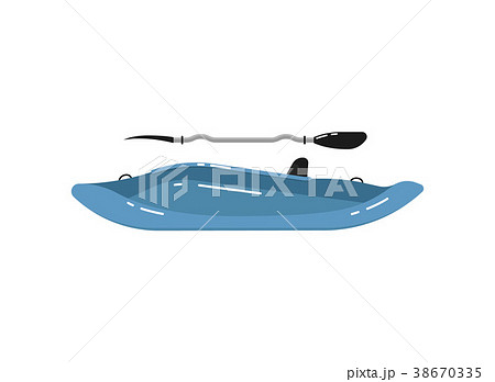 Plastic blue kayak with paddle isolated icon 38670335