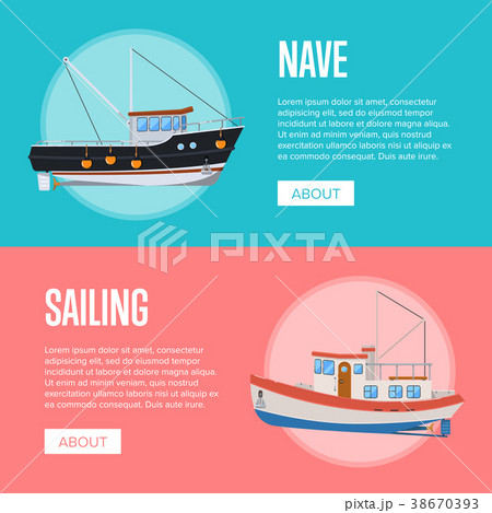 Fish business flyers with fishing trawlers 38670393