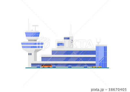 Airport terminal with flight control tower Airport terminal with flight control tower 38670405