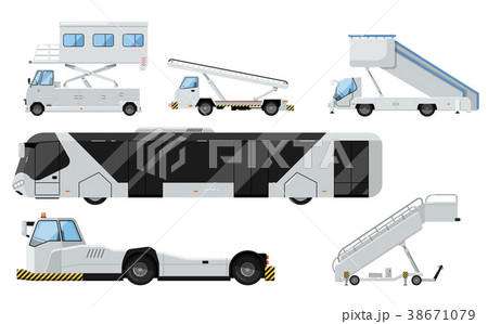 Passenger airport ground technics isolated set 38671079