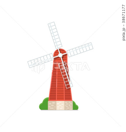 Old windmill building isolated on white icon 38671177