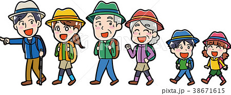 ハイキングに行く家族のイラスト素材 38671615