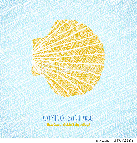 Yellow Scallop Shell Camino De Santiago Symbol のイラスト素材