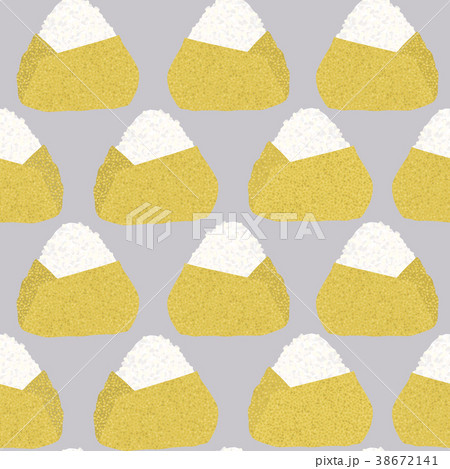 Onigiri in the omelette wrap. Seamless pattern. 38672141