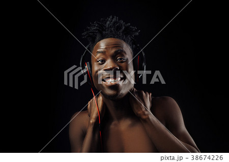 African-American man in headphones 38674226