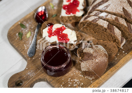 Sandwiches with bread, butter and jam Sandwiches with bread, butter and jam 38674817