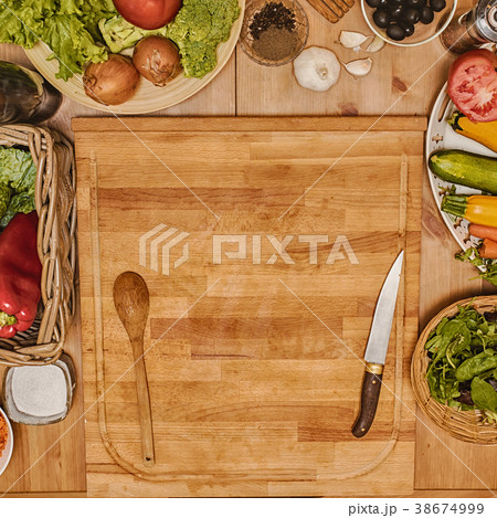 Vegetables on cutting board Vegetables on cutting board 38674999