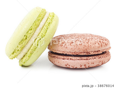 French sweet macaroons isolated on white 38676014