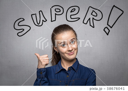 Woman showing thumb Woman showing thumb 38676041