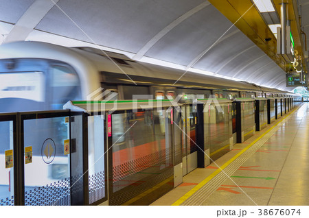 Empty subway train station. Singapore 38676074