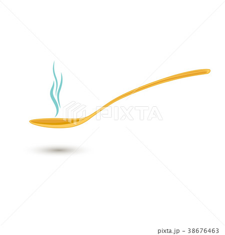 Hot meal spoon flat icon. Yellow boat with steam  38676463