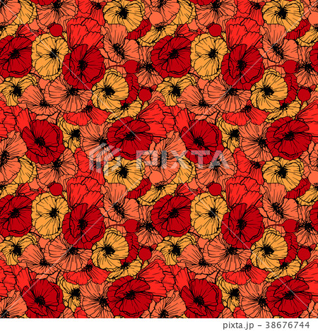 Red Poppies Seamless Pattern. Summer Flowers in 38676744