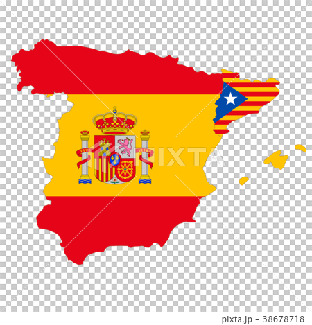 Spain and Catalonia Map and Flag 38678718