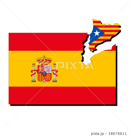 スペインとカタルーニャ国旗のイラスト素材