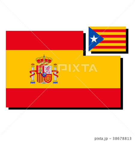 スペインとカタルーニャ国旗のイラスト素材