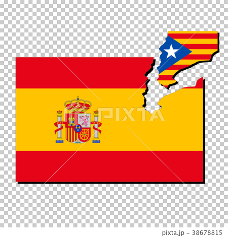 スペインとカタルーニャ国旗のイラスト素材