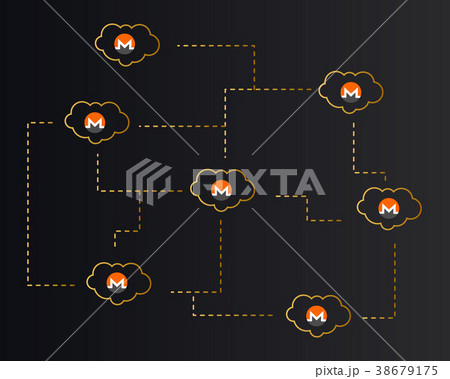 Cryptocurrency monero network cloud background Cryptocurrency monero network cloud background 38679175