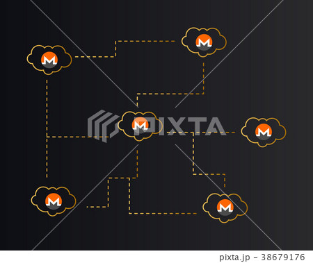 Cryptocurrency monero network cloud background Cryptocurrency monero network cloud background 38679176