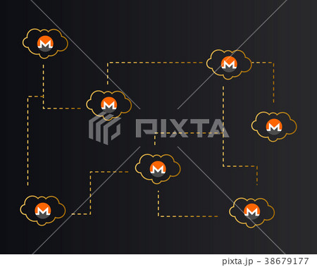 Cryptocurrency monero network cloud background Cryptocurrency monero network cloud background 38679177