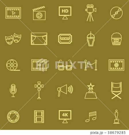 Movie line color icons on brown background 38679285