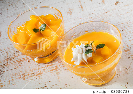 アジアのマンゴープリン　Asian mango pudding 38680783